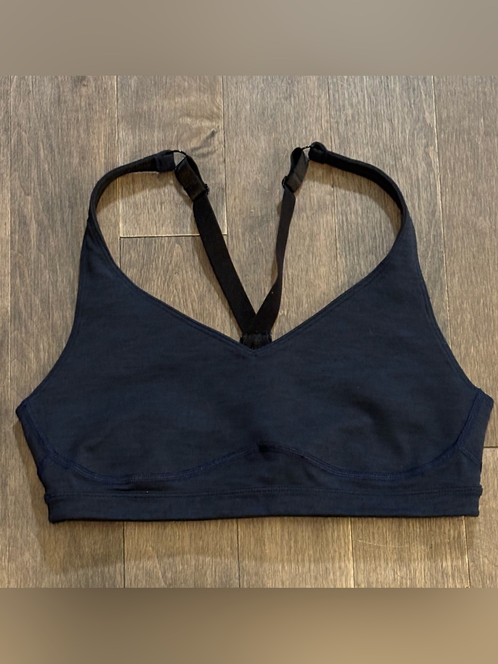 Lucy Size M Womens Blue Lined Wireless Pull On Racerback Athletic Sport Bra